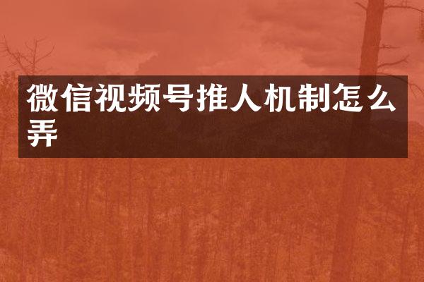 微信视频号推人机制怎么弄