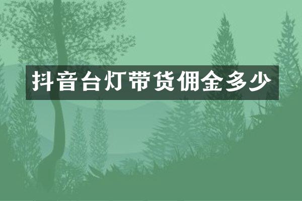 抖音台灯带货佣金多少