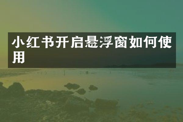 小红书开启悬浮窗如何使用
