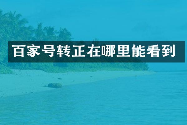 百家号转正在哪里能看到
