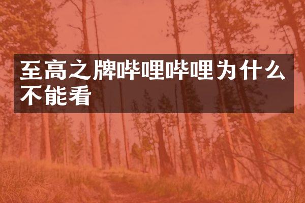 至高之牌哔哩哔哩为什么不能看
