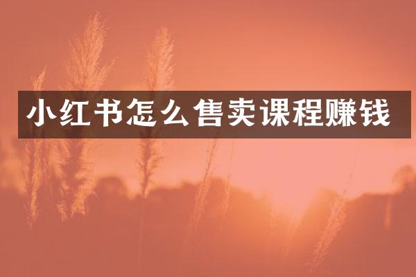 小红书怎么售卖课程赚钱