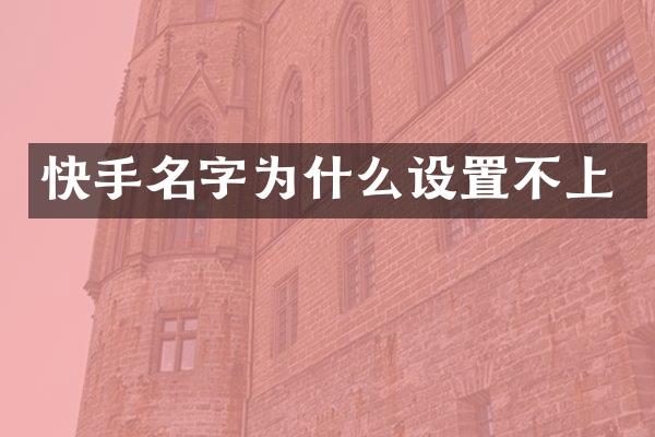 快手名字为什么设置不上
