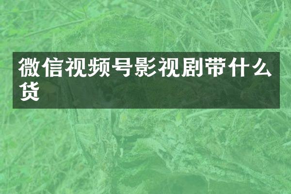 微信视频号影视剧带什么货