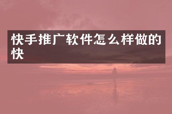 快手推广软件怎么样做的快