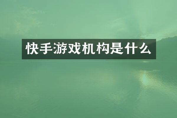 快手游戏机构是什么