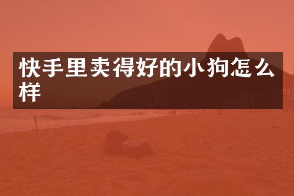 快手里卖得好的小狗怎么样