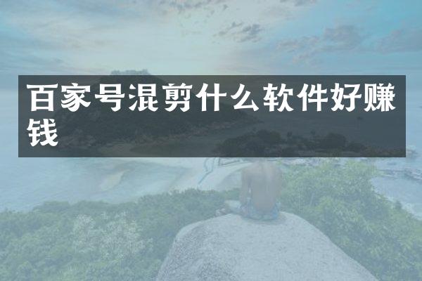 百家号混剪什么软件好赚钱