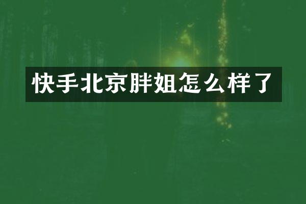 快手北京胖姐怎么样了