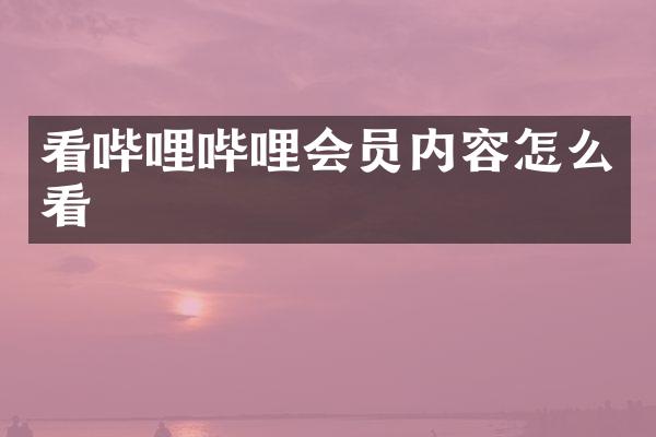 看哔哩哔哩会员内容怎么看