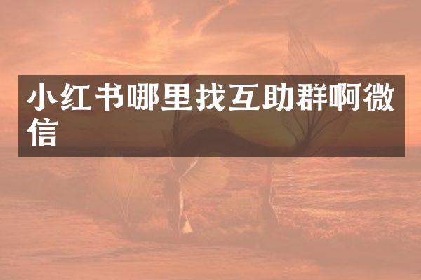 小红书哪里找互助群啊微信