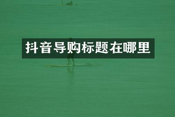 抖音导购标题在哪里