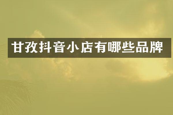 甘孜抖音小店有哪些品牌