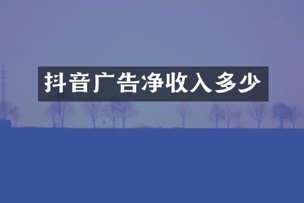 抖音广告净收入多少