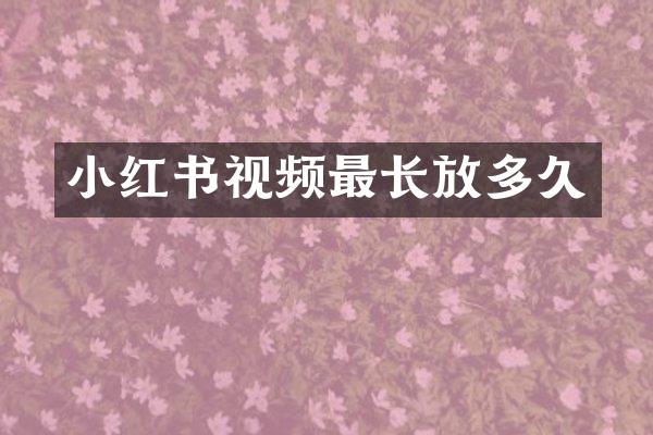 小红书视频最长放多久