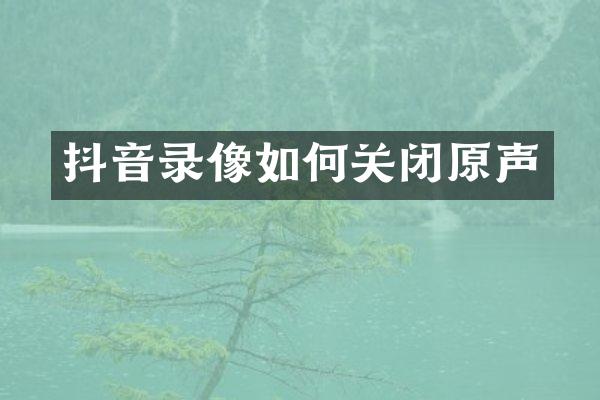 抖音录像如何关闭原声