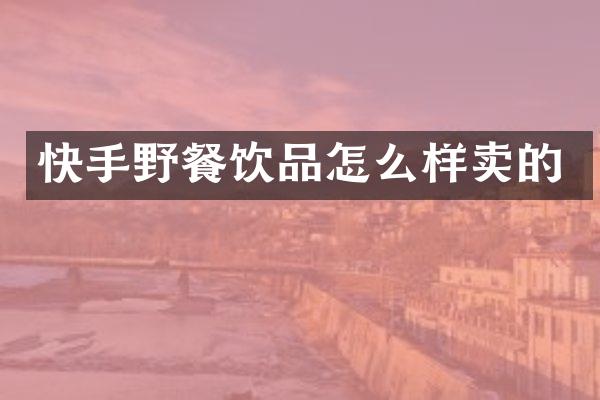 快手野餐饮品怎么样卖的