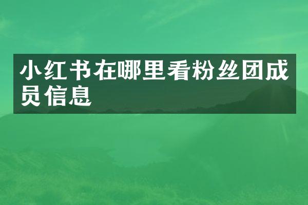 小红书在哪里看粉丝团成员信息