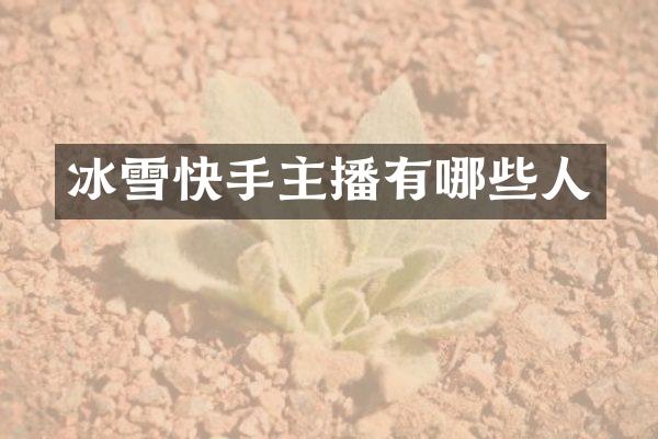 冰雪快手主播有哪些人