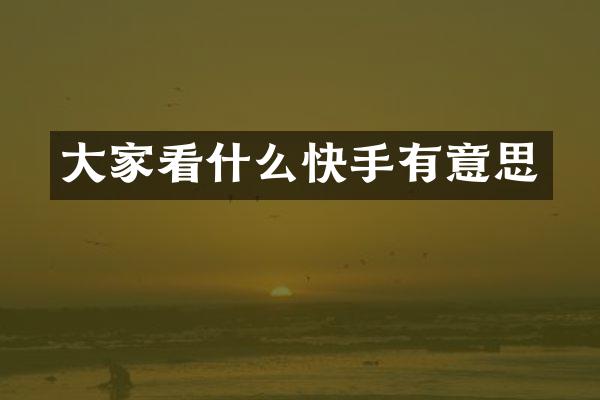 大家看什么快手有意思