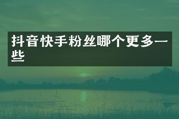 抖音快手粉丝哪个更多一些