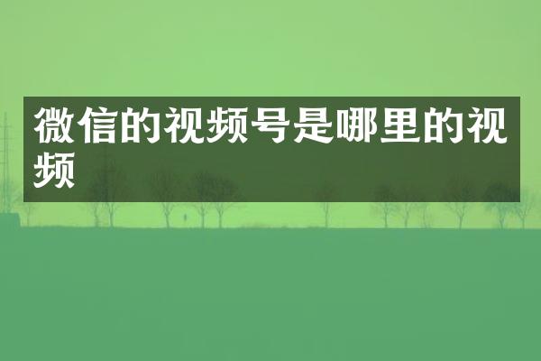 微信的视频号是哪里的视频