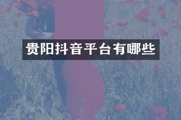 贵阳抖音平台有哪些