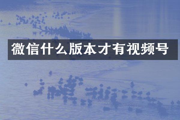 微信什么版本才有视频号