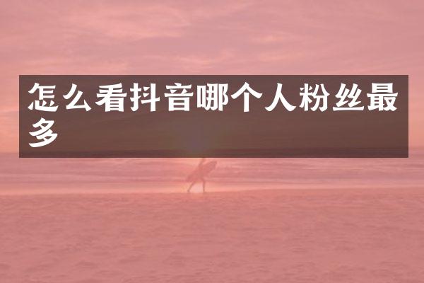 怎么看抖音哪个人粉丝最多