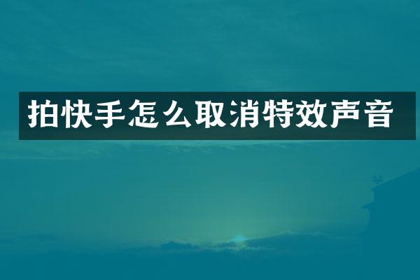 拍快手怎么取消特效声音