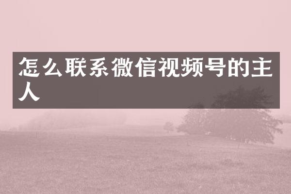 怎么联系微信视频号的主人
