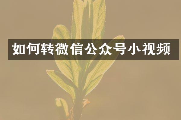 如何转微信公众号小视频