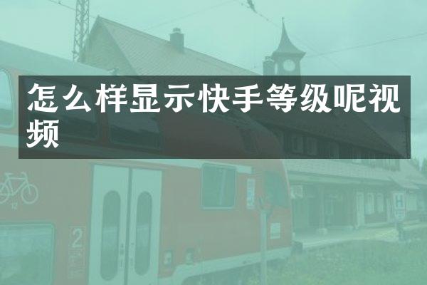 怎么样显示快手等级呢视频