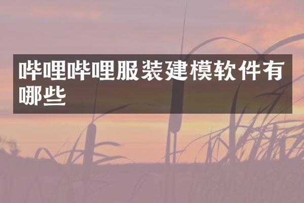 哔哩哔哩服装建模软件有哪些