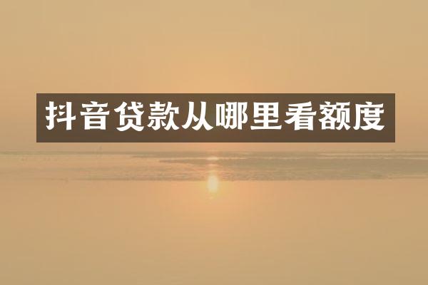 抖音贷款从哪里看额度