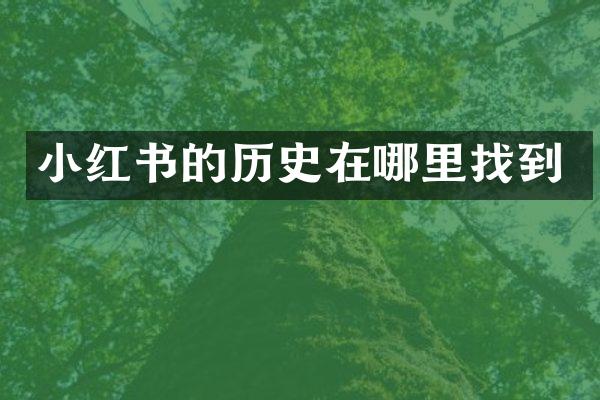 小红书的历史在哪里找到