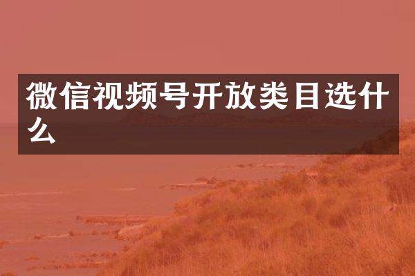 微信视频号开放类目选什么