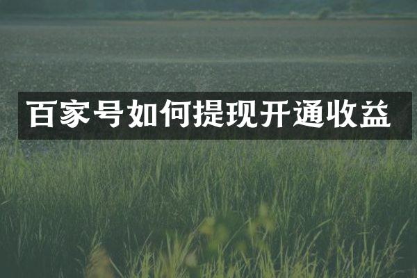 百家号如何提现开通收益