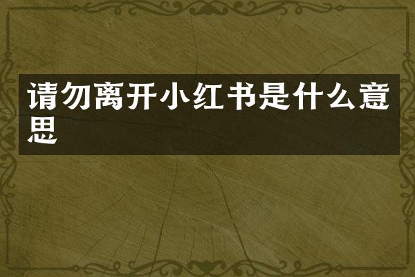 请勿离开小红书是什么意思