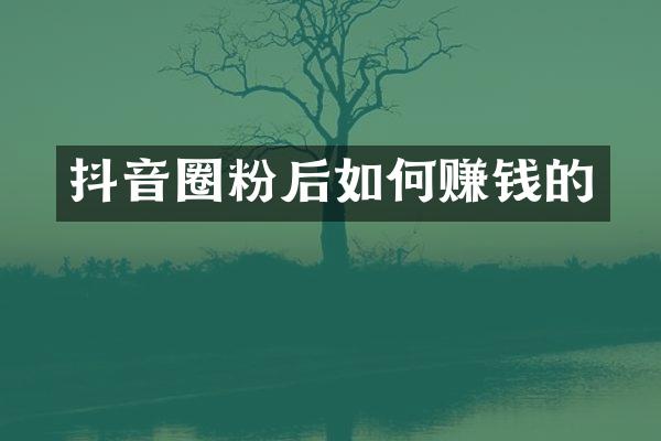抖音圈粉后如何赚钱的