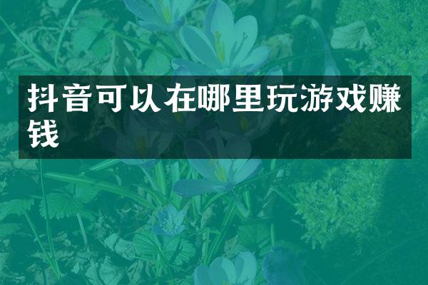 抖音可以在哪里玩游戏赚钱