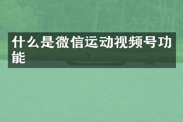 什么是微信运动视频号功能