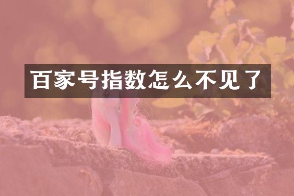 百家号指数怎么不见了