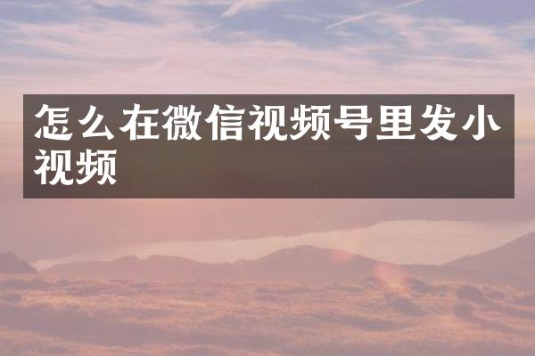 怎么在微信视频号里发小视频