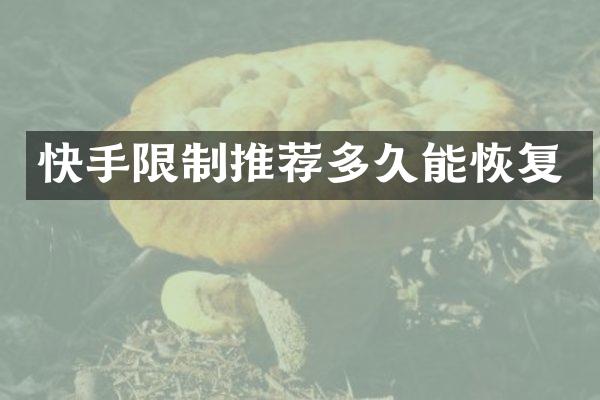 快手限制推荐多久能恢复