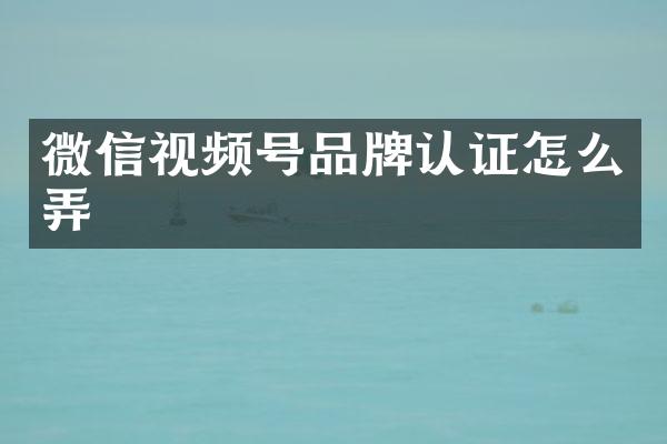 微信视频号品牌认证怎么弄