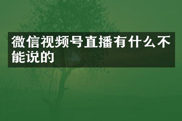 微信视频号直播有什么不能说的