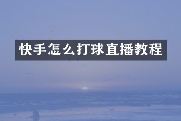 快手怎么打球直播教程