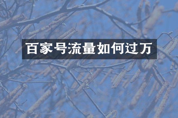 百家号流量如何过万