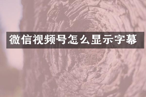 微信视频号怎么显示字幕